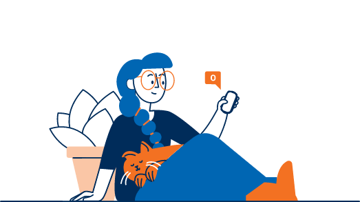 Illustration av möjligheten till kontakt via onlinechatt på lånFlux